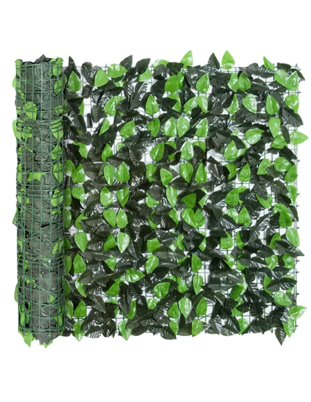Outsunny Artificial Leaf Hedge Screen Privacy Fence Panel for Garden Outdoor Indoor Decor 3M x 1M Light Green and Dark Green