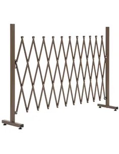 Outsunny Expanding Trellis Fence Freestanding Movable Fence Foldable Garden Screen Panel Aluminum, 300cm x 103.5 cm, Dark Brown