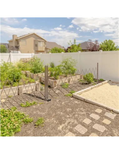 Outsunny Expanding Trellis Fence Freestanding Movable Fence Foldable Garden Screen Panel Aluminum, 300cm x 103.5 cm, Dark Brown