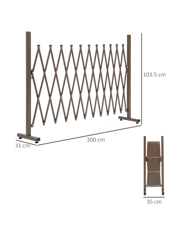 Outsunny Expanding Trellis Fence Freestanding Movable Fence Foldable Garden Screen Panel Aluminum, 300cm x 103.5 cm, Dark Brown