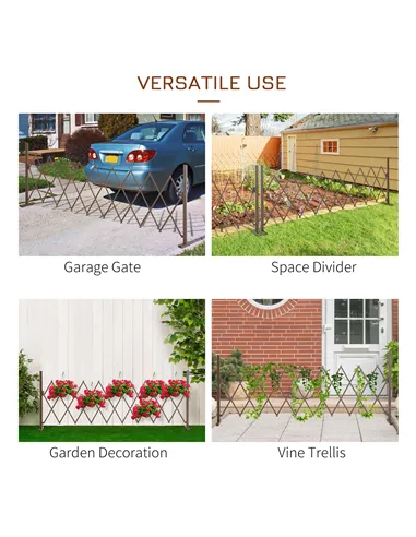Outsunny Expanding Trellis Fence Freestanding Movable Fence Foldable Garden Screen Panel Aluminum, 300cm x 103.5 cm, Dark Brown