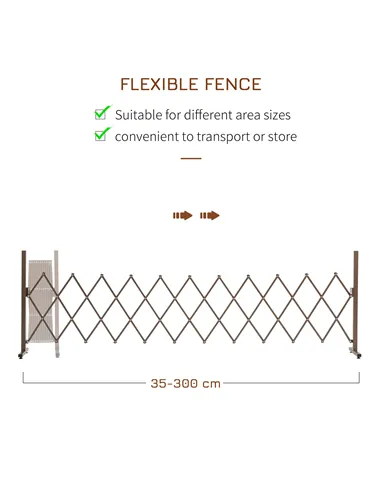 Outsunny Expanding Trellis Fence Freestanding Movable Fence Foldable Garden Screen Panel Aluminum, 300cm x 103.5 cm, Dark Brown