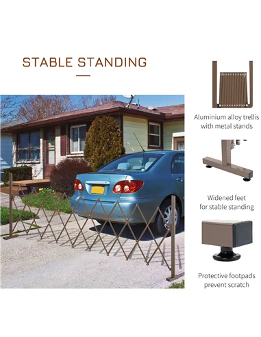 Outsunny Expanding Trellis Fence Freestanding Movable Fence Foldable Garden Screen Panel Aluminum, 300cm x 103.5 cm, Dark Brown