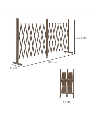 Outsunny Expanding Trellis Fence Freestanding Movable Fence Foldable Garden Screen Panel Aluminium, 405cm x 103.5cm, Dark Brown
