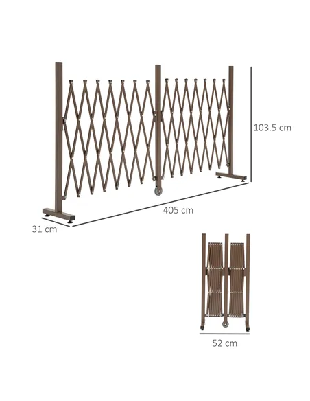 Outsunny Expanding Trellis Fence Freestanding Movable Fence Foldable Garden Screen Panel Aluminium, 405cm x 103.5cm, Dark Brown