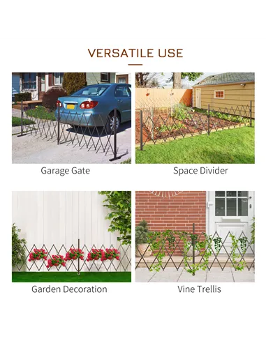 Outsunny Expanding Trellis Fence Freestanding Movable Fence Foldable Garden Screen Panel Aluminium, 405cm x 103.5cm, Dark Brown