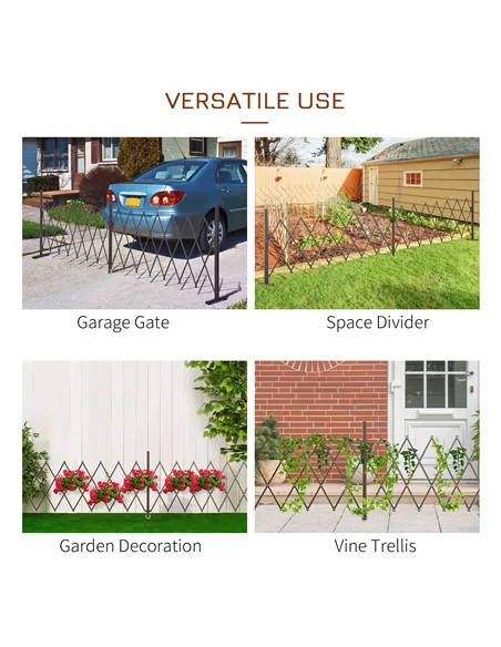 Outsunny Expanding Trellis Fence Freestanding Movable Fence Foldable Garden Screen Panel Aluminium, 405cm x 103.5cm, Dark Brown