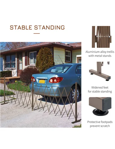 Outsunny Expanding Trellis Fence Freestanding Movable Fence Foldable Garden Screen Panel Aluminium, 405cm x 103.5cm, Dark Brown