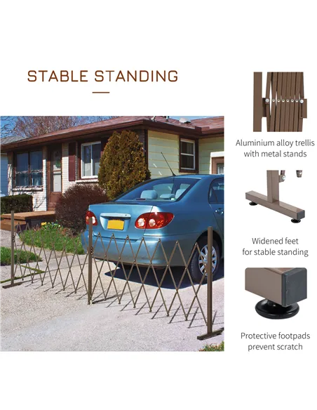 Outsunny Expanding Trellis Fence Freestanding Movable Fence Foldable Garden Screen Panel Aluminium, 405cm x 103.5cm, Dark Brown