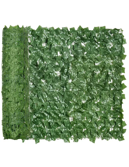 Outsunny 1-Piece Artificial Leaf Hedge Screen Privacy Fence Panel for Garden Outdoor Indoor Decor, Dark Green, 3M x 1M