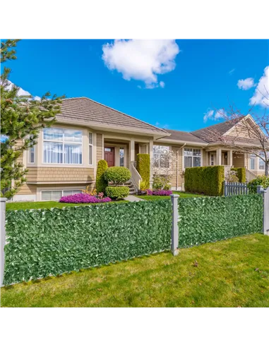 Outsunny 1-Piece Artificial Leaf Hedge Screen Privacy Fence Panel for Garden Outdoor Indoor Decor, Dark Green, 3M x 1M