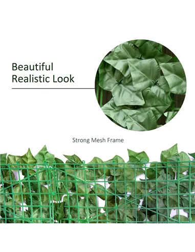 Outsunny 1-Piece Artificial Leaf Hedge Screen Privacy Fence Panel for Garden Outdoor Indoor Decor, Dark Green, 3M x 1M