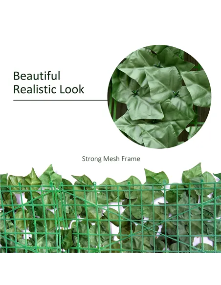 Outsunny 1-Piece Artificial Leaf Hedge Screen Privacy Fence Panel for Garden Outdoor Indoor Decor, Dark Green, 3M x 1M
