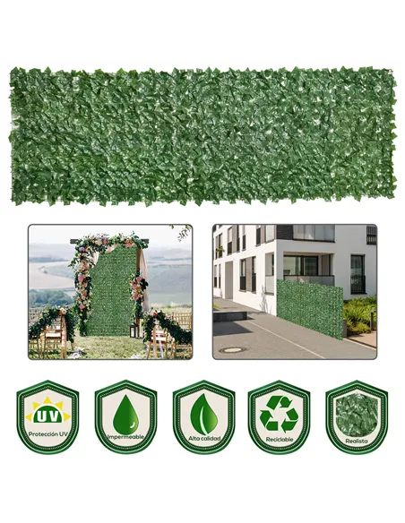 Outsunny 1-Piece Artificial Leaf Hedge Screen Privacy Fence Panel for Garden Outdoor Indoor Decor, Dark Green, 3M x 1M