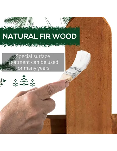 Outsunny Pack of 12 Wooden Border Fences, Garden Fixed Picket Fence for Lawn Edging, Flowerbed, 60L x 1D x 34H cm, Brown