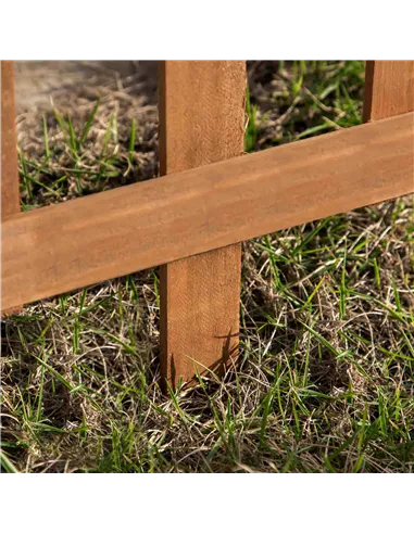 Outsunny Pack of 12 Wooden Border Fences, Garden Fixed Picket Fence for Lawn Edging, Flowerbed, 60L x 1D x 34H cm, Brown
