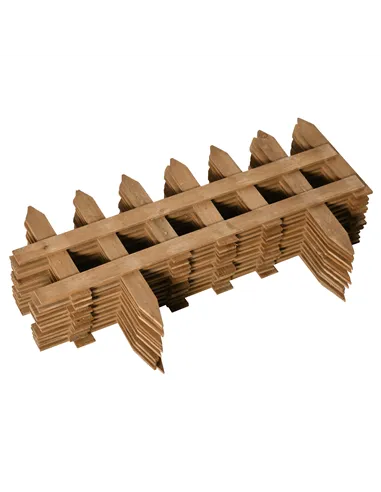 Outsunny Pack of 12 Wooden Border Fences, Garden Fixed Picket Fence for Lawn Edging, Flowerbed, 60L x 1D x 34H cm, Brown