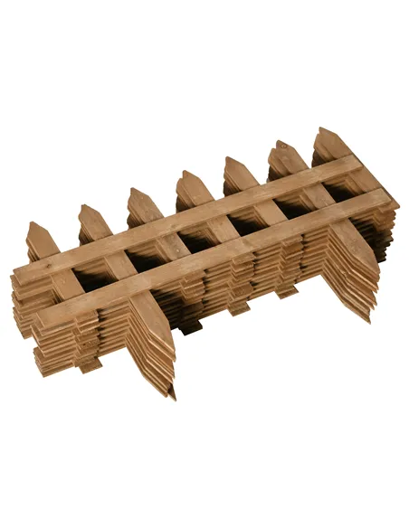 Outsunny Pack of 12 Wooden Border Fences, Garden Fixed Picket Fence for Lawn Edging, Flowerbed, 60L x 1D x 34H cm, Brown