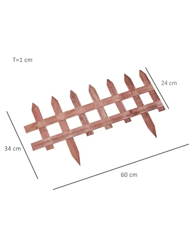Outsunny Set of 12 Wooden 60cm Garden Fence Pieces