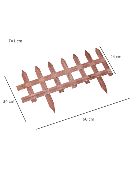 Outsunny Set of 12 Wooden 60cm Garden Fence Pieces