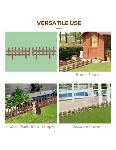 Outsunny Set of 12 Wooden 60cm Garden Fence Pieces