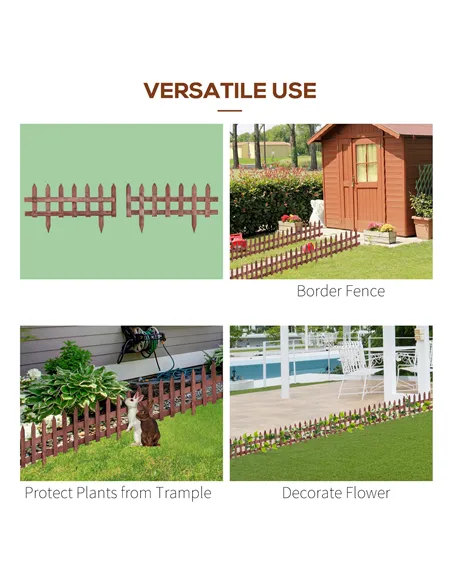Outsunny Set of 12 Wooden 60cm Garden Fence Pieces