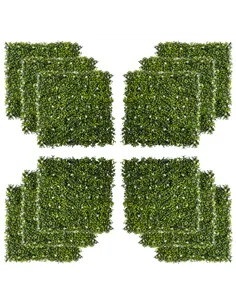 Outsunny 12PCS Artificial Boxwood Wall Panels 50cm x 50cm Grass Privacy Fence Screen Faux Hedge Greenery Backdrop Encrypted Mila