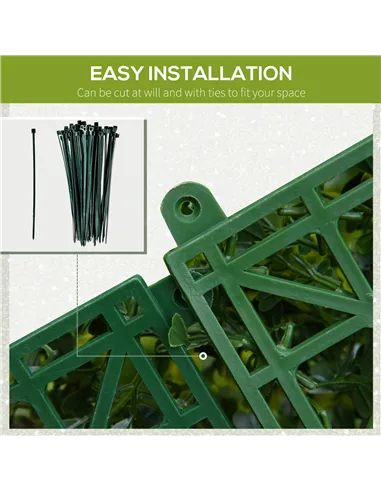 Outsunny 12PCS Artificial Boxwood Wall Panels 50cm x 50cm Grass Privacy Fence Screen Faux Hedge Greenery Backdrop Encrypted Mila