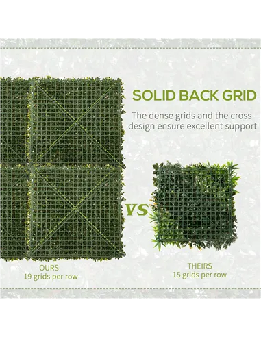 Outsunny 12PCS Artificial Boxwood Wall Panels 50cm x 50cm Grass Privacy Fence Screen Faux Hedge Greenery Backdrop Encrypted Mila