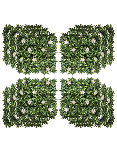 Outsunny 12PCS Artificial Boxwood Wall Panels 50cm x 50cm Rhododendron Privacy Fence Screen Faux Hedge Greenery Backdrop for Hom