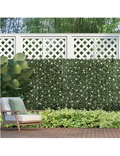 Outsunny 12PCS Artificial Boxwood Wall Panels 50cm x 50cm Rhododendron Privacy Fence Screen Faux Hedge Greenery Backdrop for Hom 2