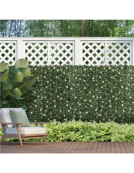 Outsunny 12PCS Artificial Boxwood Wall Panels 50cm x 50cm Rhododendron Privacy Fence Screen Faux Hedge Greenery Backdrop for Hom