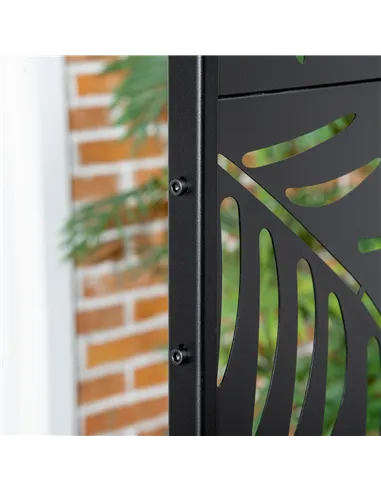 Outsunny Decorative Privacy Screen with Stand, 6.5FT Freestanding Metal Outdoor Divider, Decorative Privacy Panel with Expansion