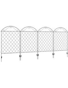 Outsunny Decorative Garden Fencing, 43in x 11.5ft Outdoor Picket Fence Panels, 4PCs Rustproof Metal Wire Landscape Flower Bed Bo