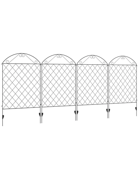 Outsunny Decorative Garden Fencing, 43in x 11.5ft Outdoor Picket Fence Panels, 4PCs Rustproof Metal Wire Landscape Flower Bed Bo