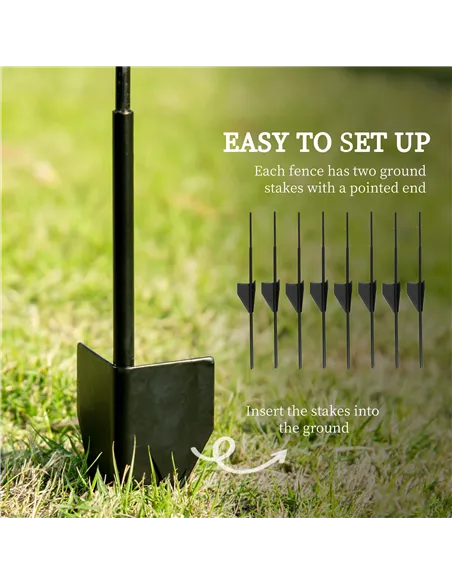 Outsunny Decorative Garden Fencing, 43in x 11.5ft Outdoor Picket Fence Panels, 4PCs Rustproof Metal Wire Landscape Flower Bed Bo