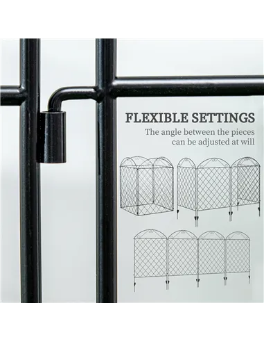 Outsunny Decorative Garden Fencing, 43in x 11.5ft Outdoor Picket Fence Panels, 4PCs Rustproof Metal Wire Landscape Flower Bed Bo