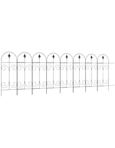 Outsunny Decorative Garden Fencing, 8PCs 44in x 12.5ft Outdoor Picket Fence Panels, Rustproof Metal Wire Landscape Flower Bed Bo