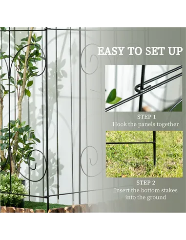 Outsunny Decorative Garden Fencing, 8PCs 44in x 12.5ft Outdoor Picket Fence Panels, Rustproof Metal Wire Landscape Flower Bed Bo