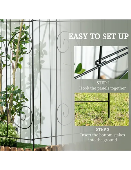 Outsunny Decorative Garden Fencing, 8PCs 44in x 12.5ft Outdoor Picket Fence Panels, Rustproof Metal Wire Landscape Flower Bed Bo