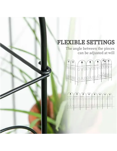 Outsunny Decorative Garden Fencing, 8PCs 44in x 12.5ft Outdoor Picket Fence Panels, Rustproof Metal Wire Landscape Flower Bed Bo