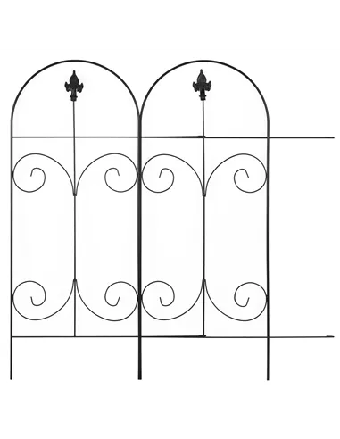 Outsunny Decorative Garden Fencing, 8PCs 44in x 12.5ft Outdoor Picket Fence Panels, Rustproof Metal Wire Landscape Flower Bed Bo