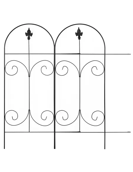 Outsunny Decorative Garden Fencing, 8PCs 44in x 12.5ft Outdoor Picket Fence Panels, Rustproof Metal Wire Landscape Flower Bed Bo