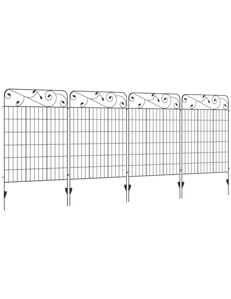 Outsunny Decorative Garden Fencing, 4PCs Outdoor Picket Fence Panels, 43in x 11.5ft Rustproof Metal Wire Landscape Flower Bed Bo