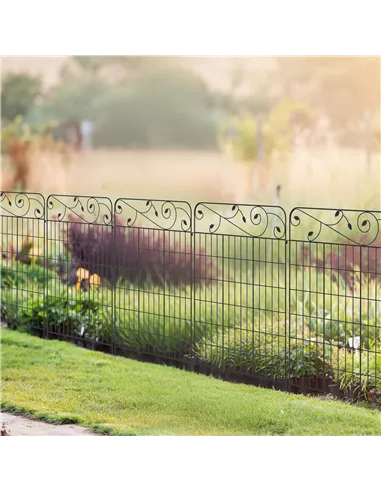 Outsunny Decorative Garden Fencing, 4PCs Outdoor Picket Fence Panels, 43in x 11.5ft Rustproof Metal Wire Landscape Flower Bed Bo