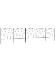 Outsunny Set of Five 61.5cm Decorative Metal Fence Panels - Black