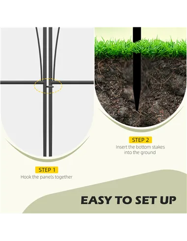 Outsunny Set of Five 61.5cm Decorative Metal Fence Panels - Black