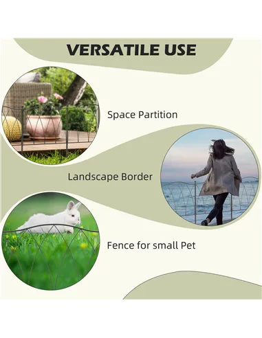 Outsunny Set of Five 61.5cm Decorative Metal Fence Panels - Black