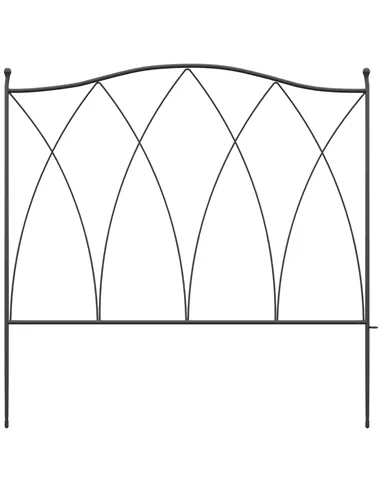 Outsunny Set of Five 61.5cm Decorative Metal Fence Panels - Black