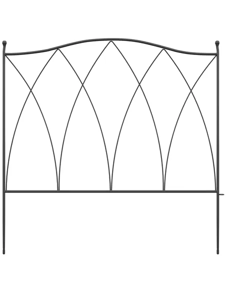 Outsunny Set of Five 61.5cm Decorative Metal Fence Panels - Black